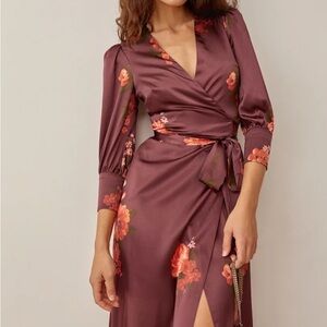 Reformation Merrick Wrap Silk Dress Size Medium